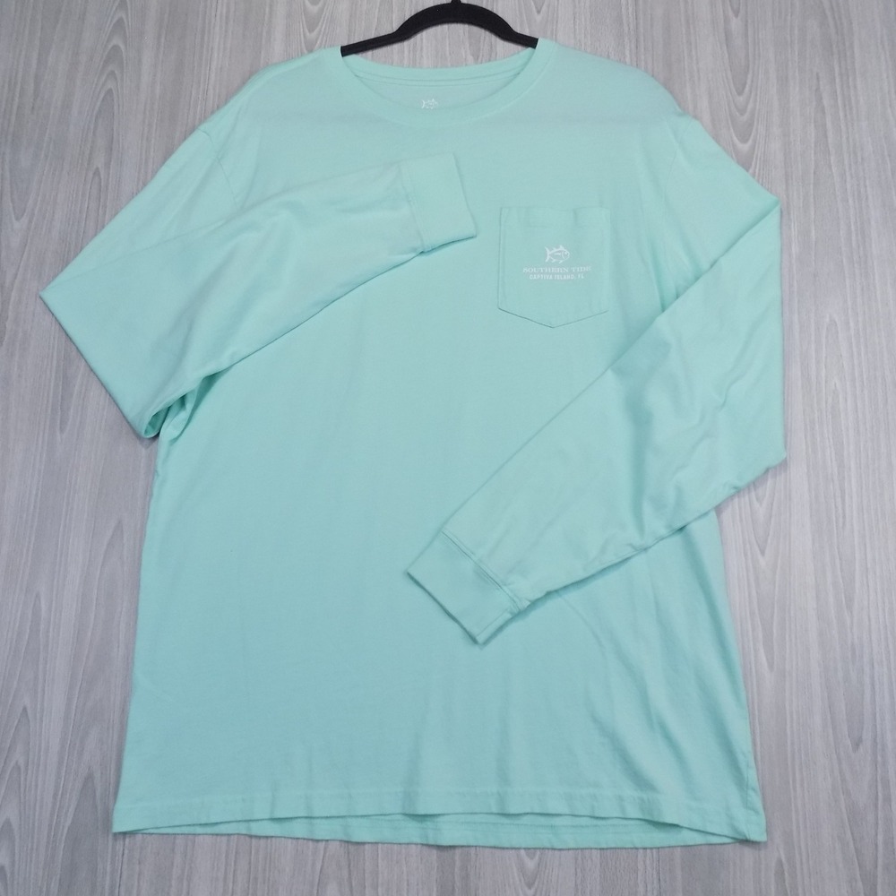 Southern Tide Captiva Island Pocket T-Shirt Mens Large Seafoam Green Graphic